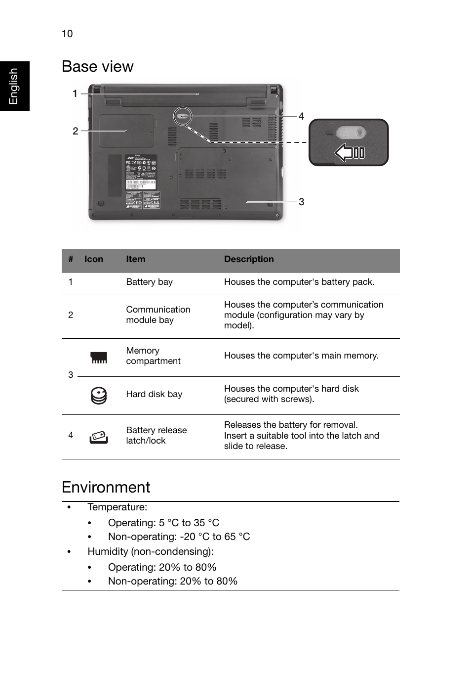 Base view, Environment, Base view environment | Acer Aspire 3750Z User Manual | Page 10 / 10