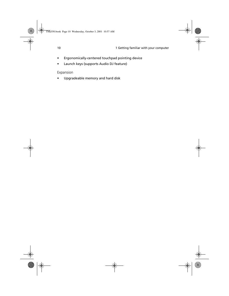 Acer TravelMate a550 User Manual | Page 20 / 112