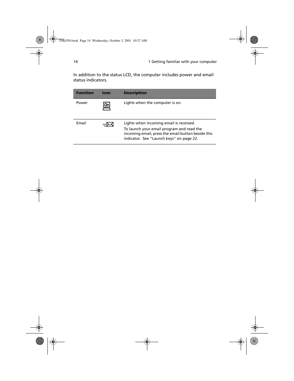 Acer TravelMate a550 User Manual | Page 24 / 112