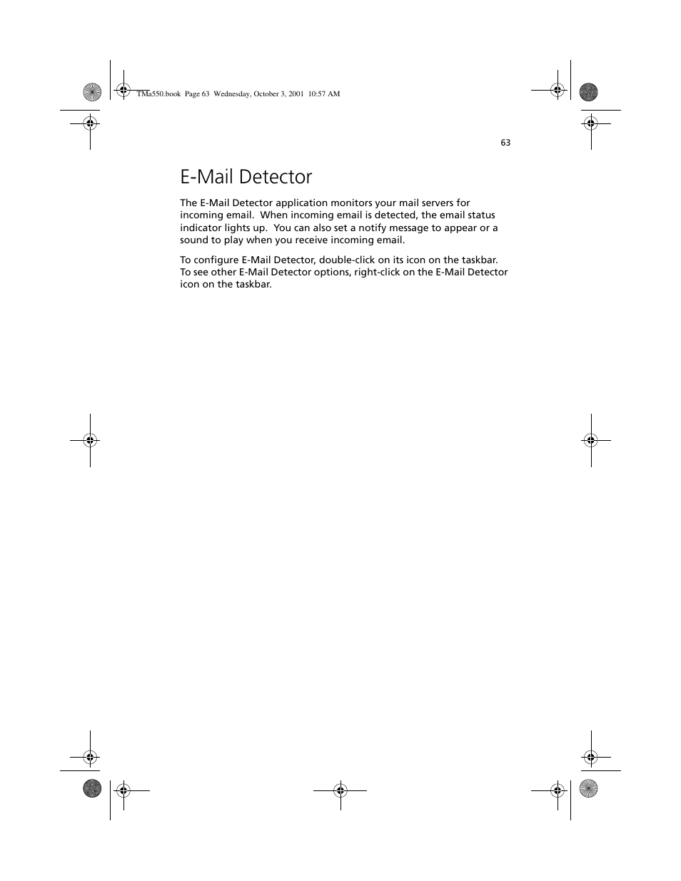 E-mail detector | Acer TravelMate a550 User Manual | Page 73 / 112