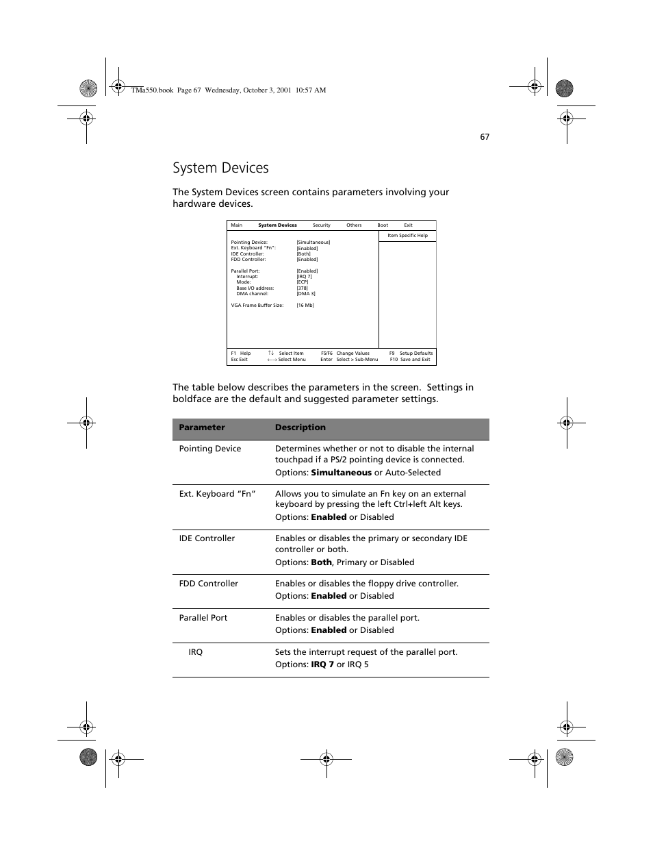 System devices | Acer TravelMate a550 User Manual | Page 77 / 112