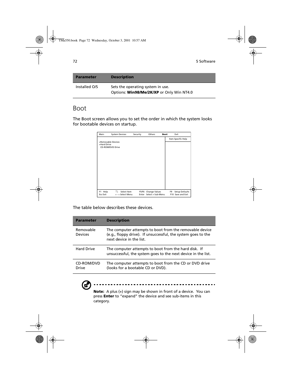 Boot | Acer TravelMate a550 User Manual | Page 82 / 112