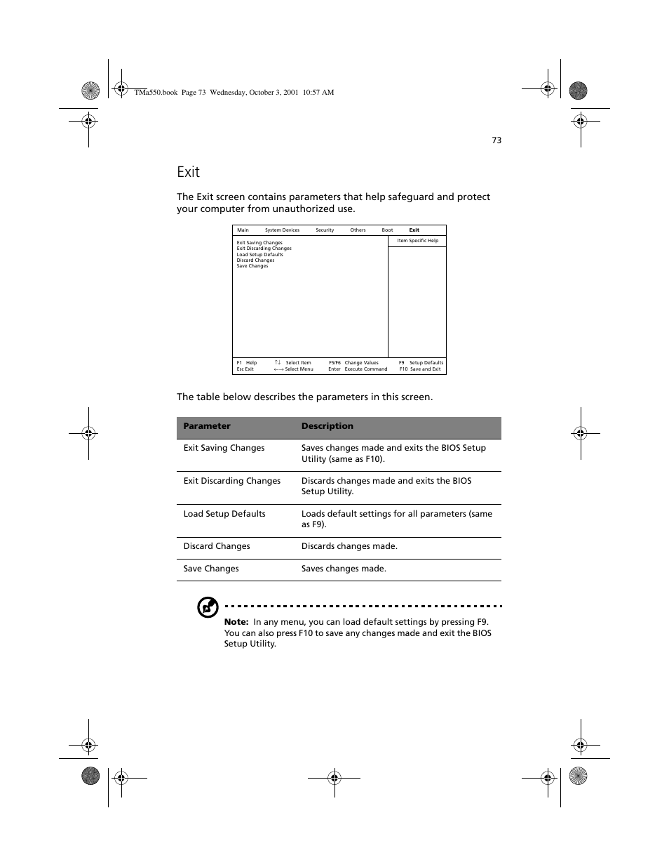 Exit | Acer TravelMate a550 User Manual | Page 83 / 112