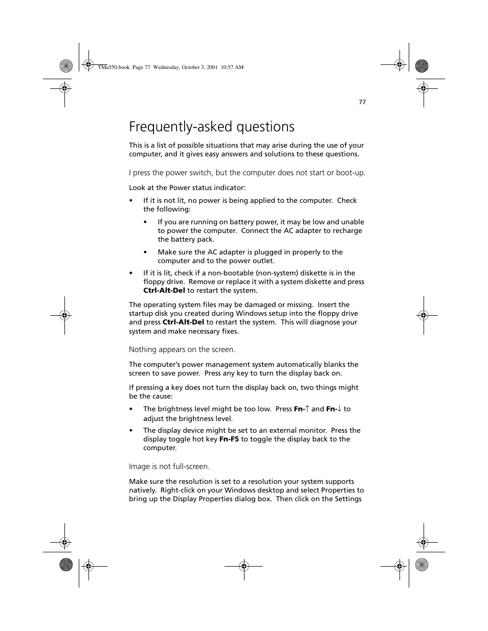 Frequently-asked questions | Acer TravelMate a550 User Manual | Page 87 / 112