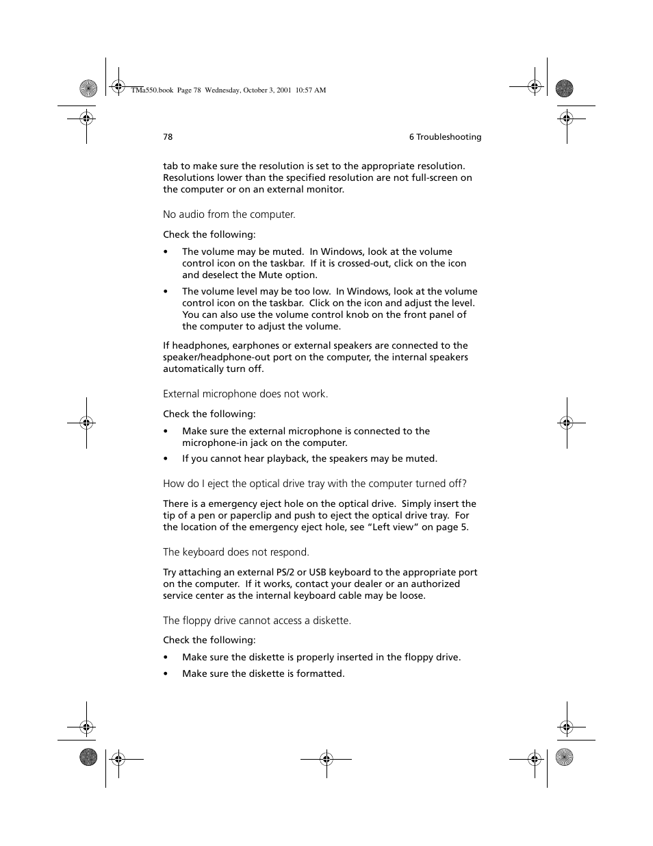 Acer TravelMate a550 User Manual | Page 88 / 112