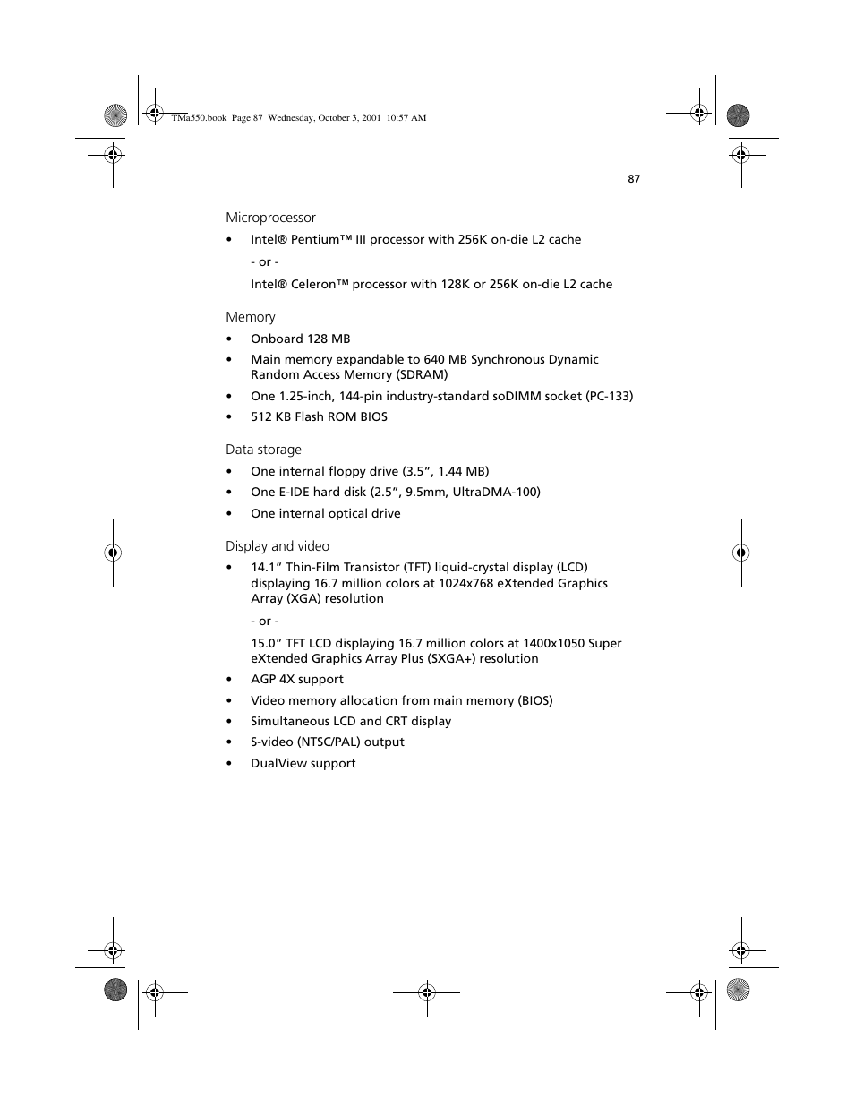 Acer TravelMate a550 User Manual | Page 97 / 112