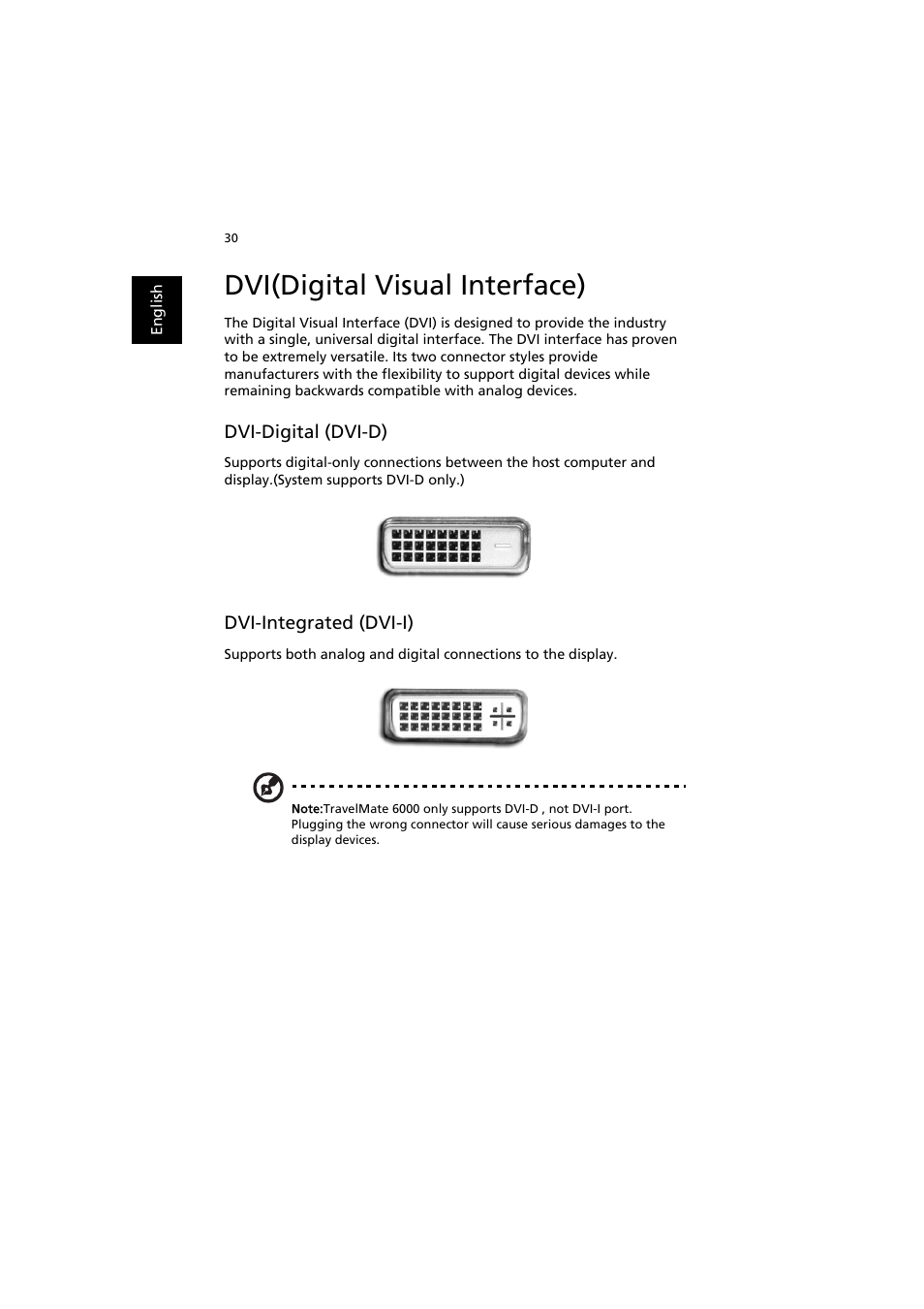 Dvi(digital visual interface) | Acer TravelMate 6000 User Manual | Page 38 / 99