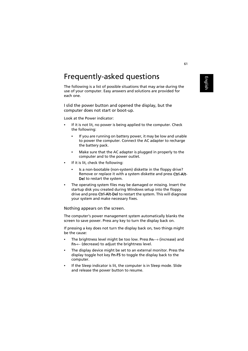 Frequently-asked questions | Acer TravelMate 6000 User Manual | Page 69 / 99