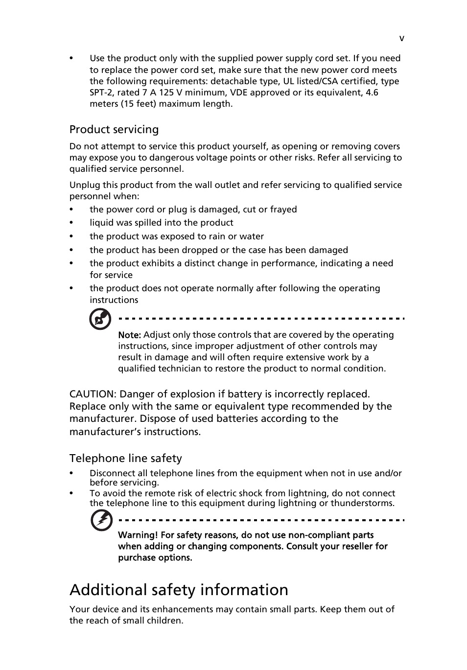 Additional safety information | Acer Aspire M5641 User Manual | Page 5 / 27