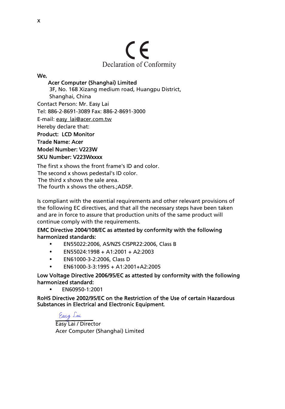 Acer V223W User Manual | Page 10 / 28