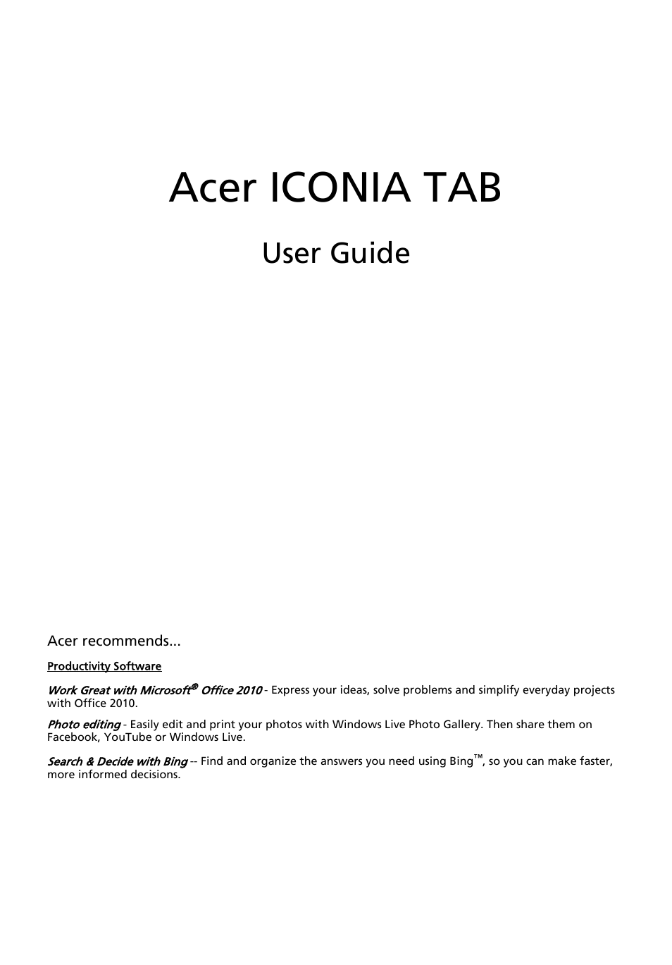 Acer W500P User Manual | 63 pages