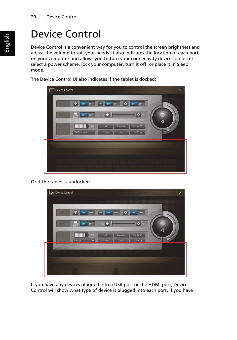 Device control | Acer W500P User Manual | Page 39 / 63
