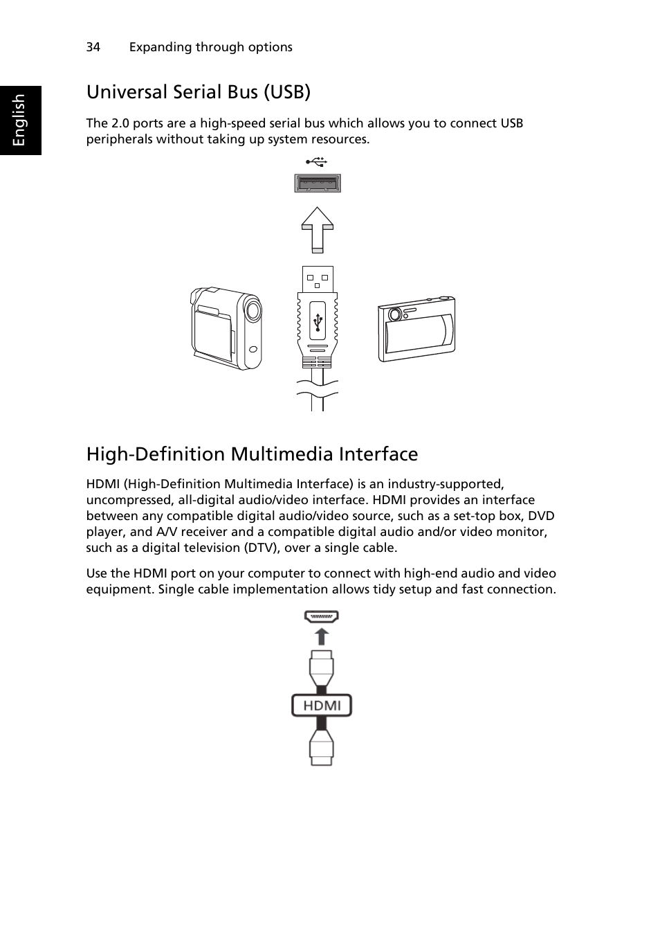 Universal serial bus (usb), High-definition multimedia interface | Acer W500P User Manual | Page 53 / 63