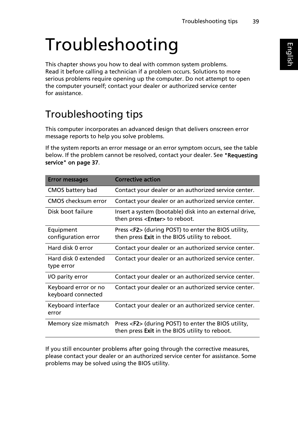 Troubleshooting, Troubleshooting tips | Acer W500P User Manual | Page 58 / 63