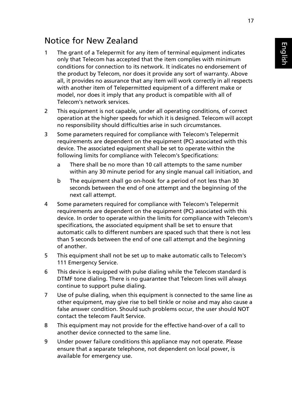 Notice for new zealand | Acer RL100 User Manual | Page 27 / 32