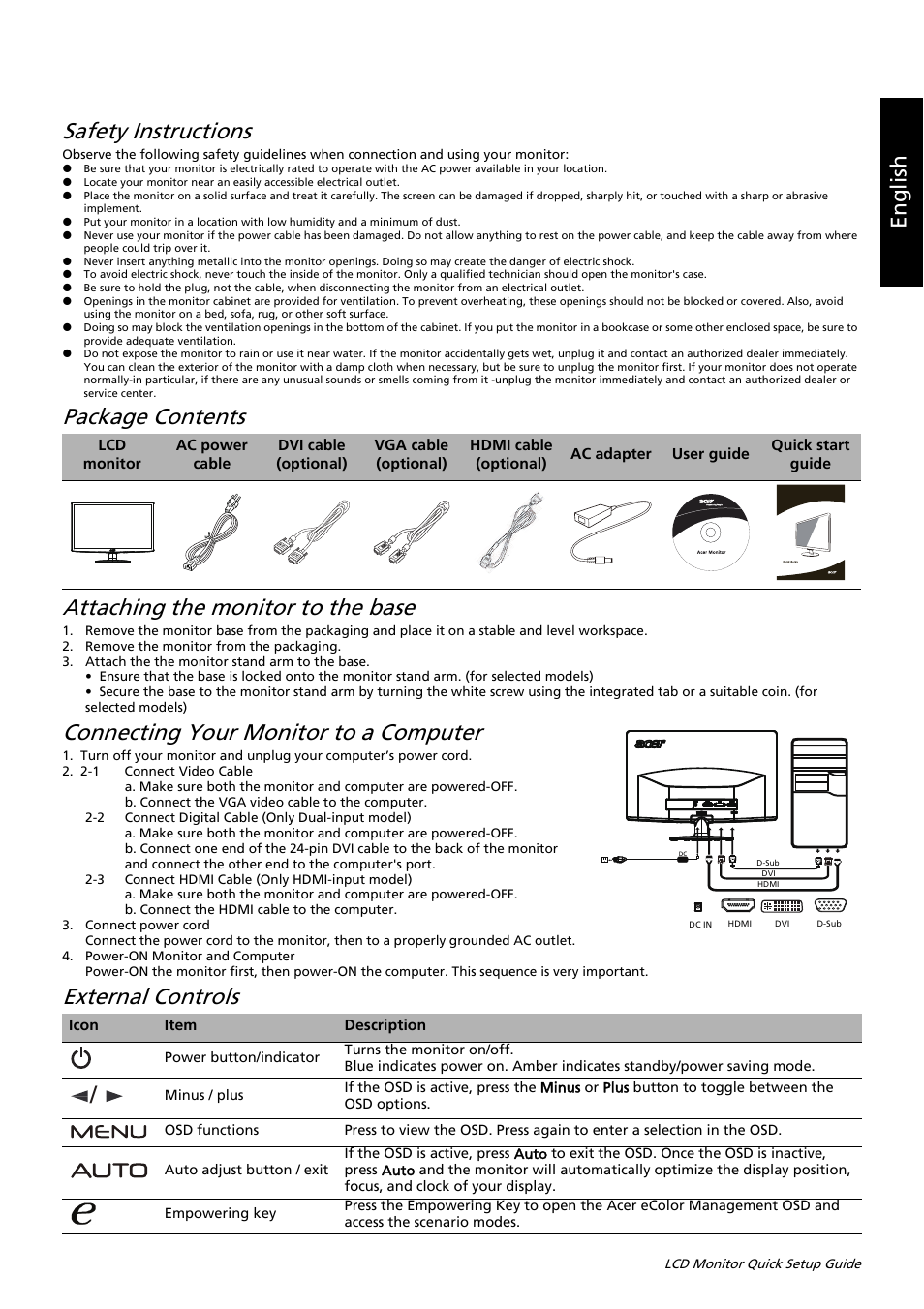 Acer S240HL User Manual | 2 pages