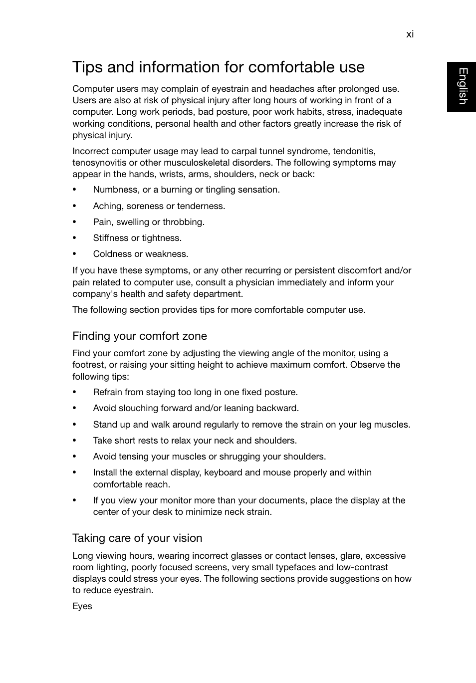 Tips and information for comfortable use | Acer TravelMate P645-V User Manual | Page 11 / 85