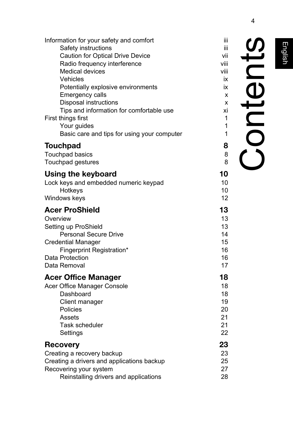 Content s | Acer TravelMate P645-V User Manual | Page 16 / 85