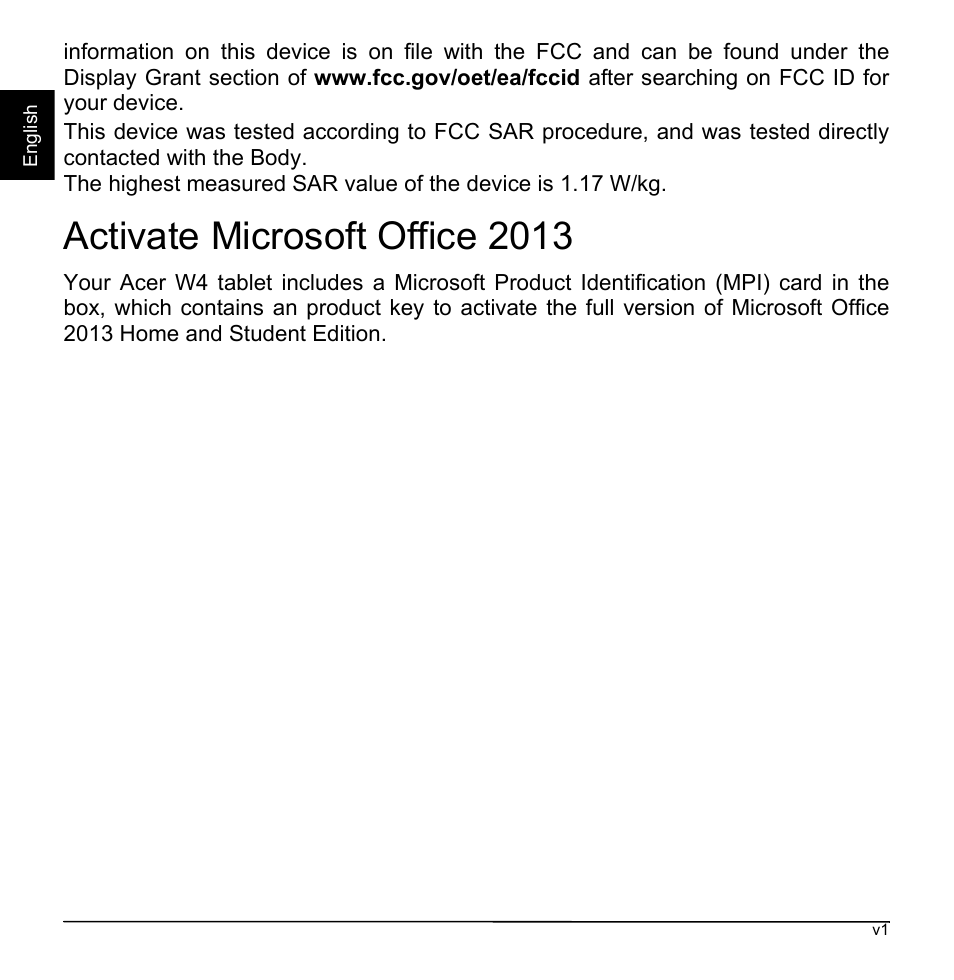 Activate microsoft office 2013 | Acer W4-821P User Manual | Page 12 / 12