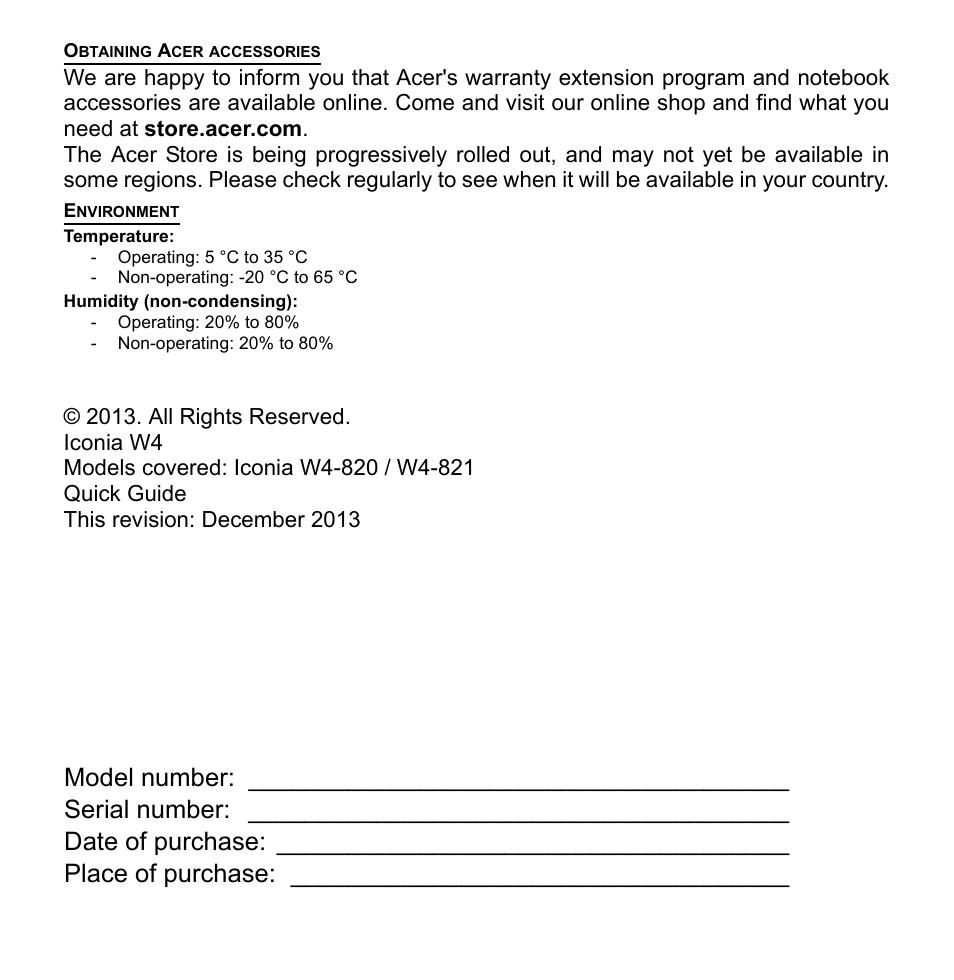 Acer W4-821P User Manual | Page 2 / 12