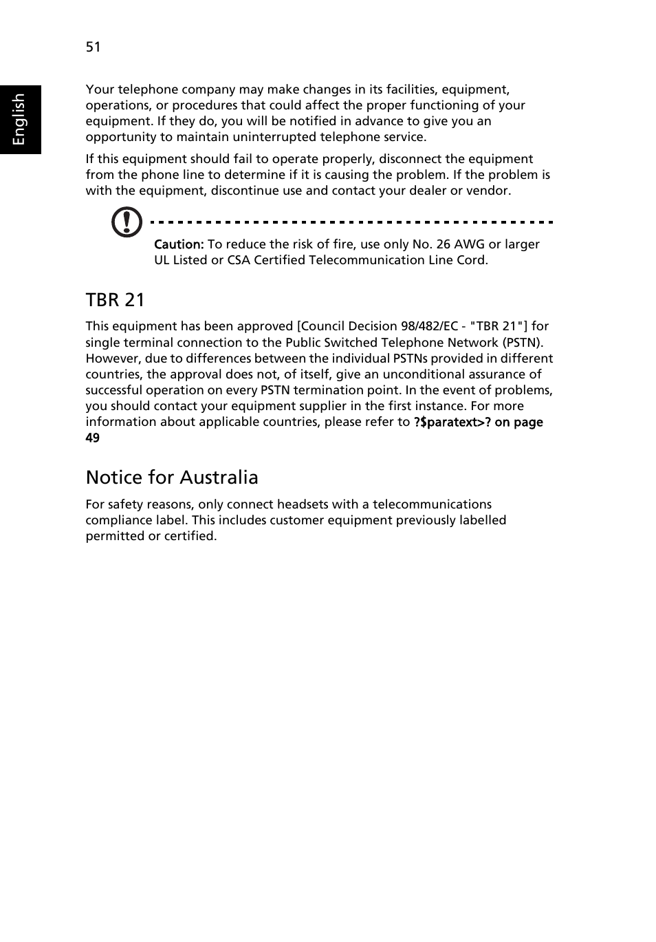 Tbr 21, Notice for australia | Acer Aspire 5517 User Manual | Page 70 / 74