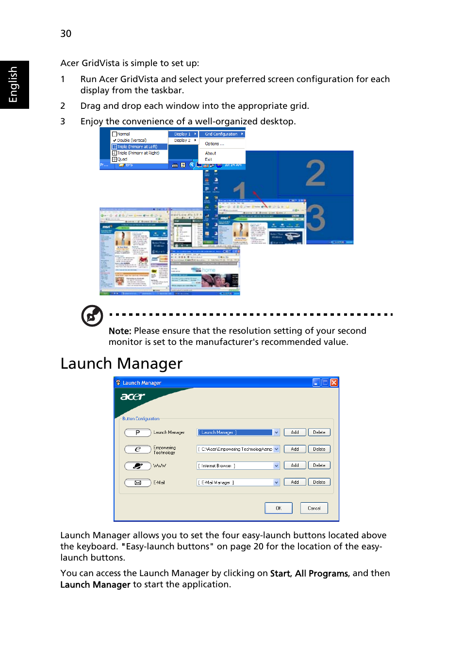 Launch manager | Acer TravelMate 4070 User Manual | Page 40 / 76