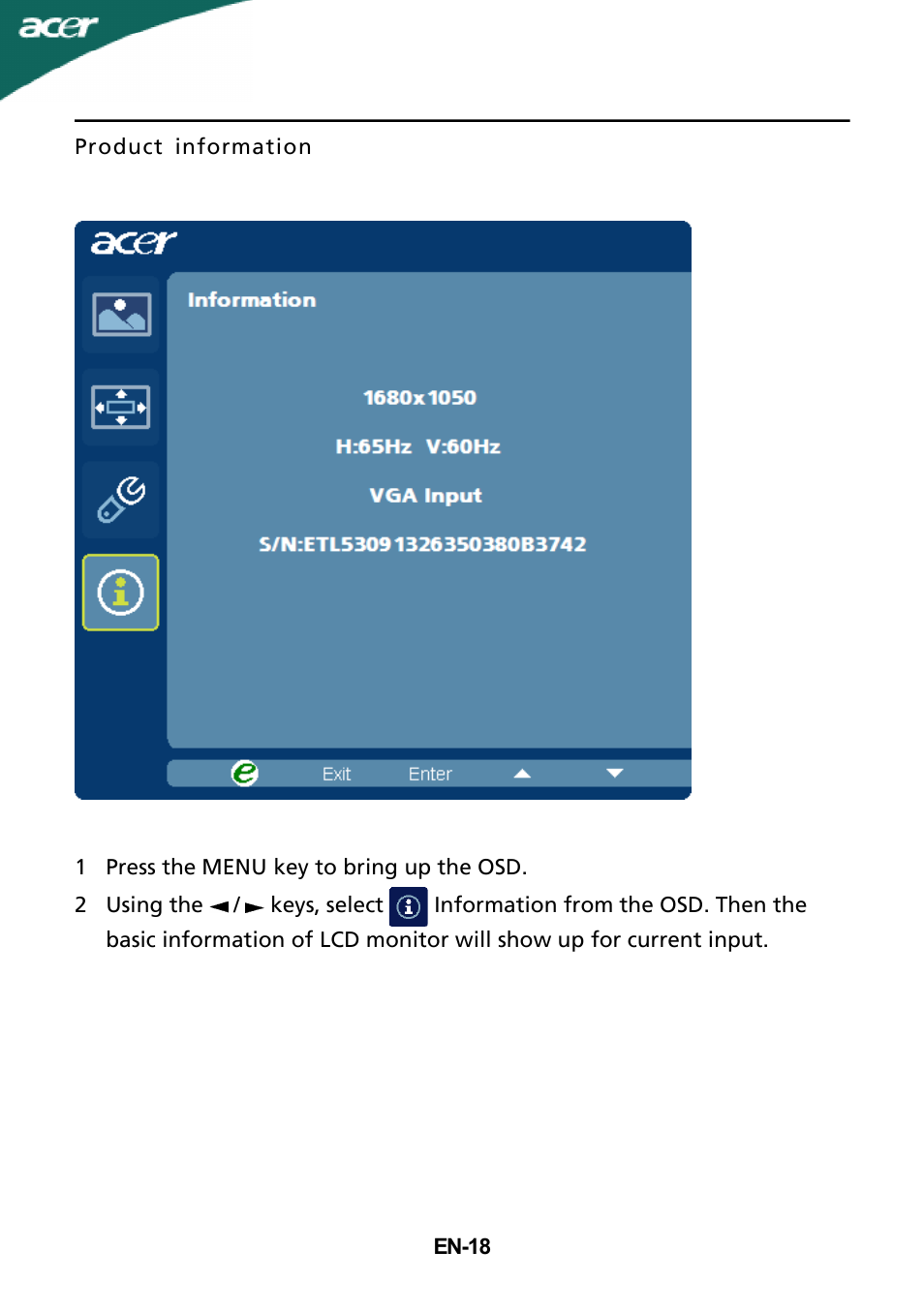 Acer G205H User Manual | Page 19 / 24