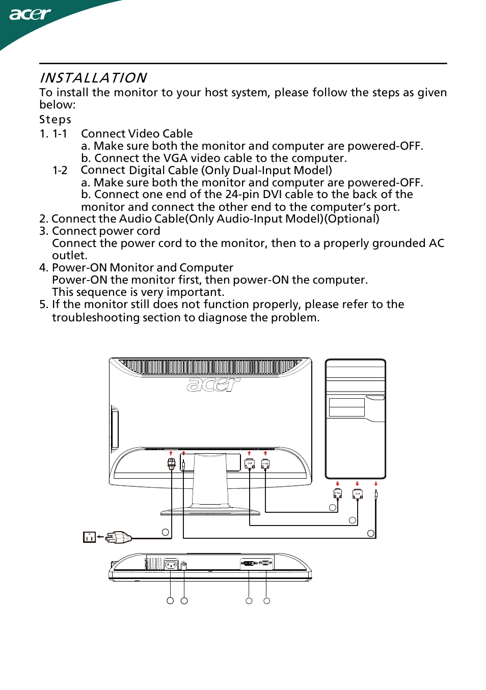 Installation, En-12, Connect | Acer H193WV User Manual | Page 13 / 23