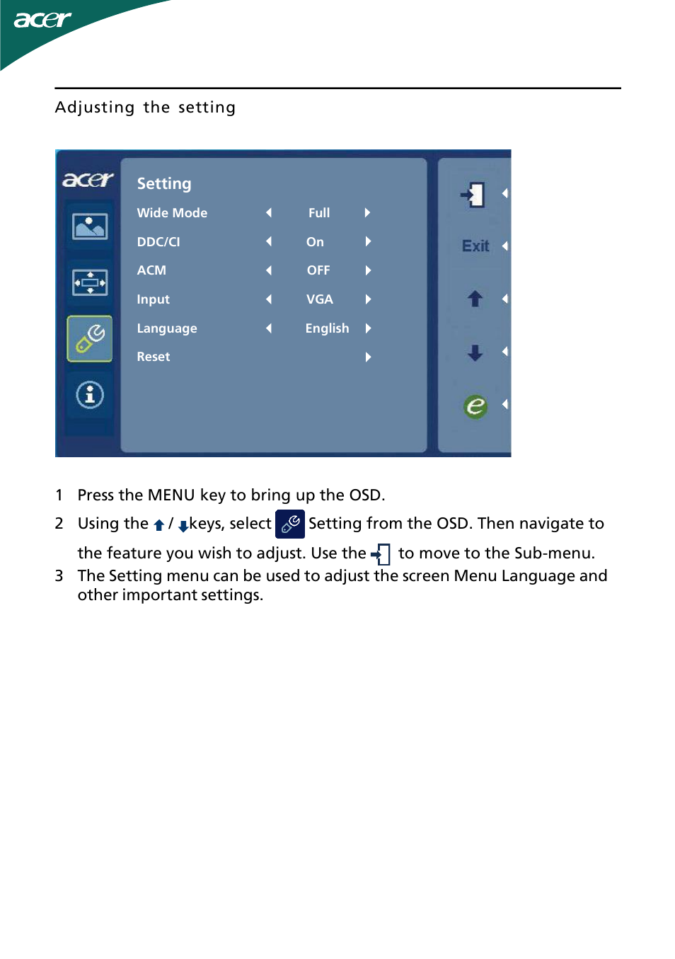 Acer H193WV User Manual | Page 18 / 23