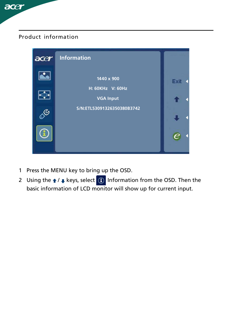 Acer H193WV User Manual | Page 19 / 23