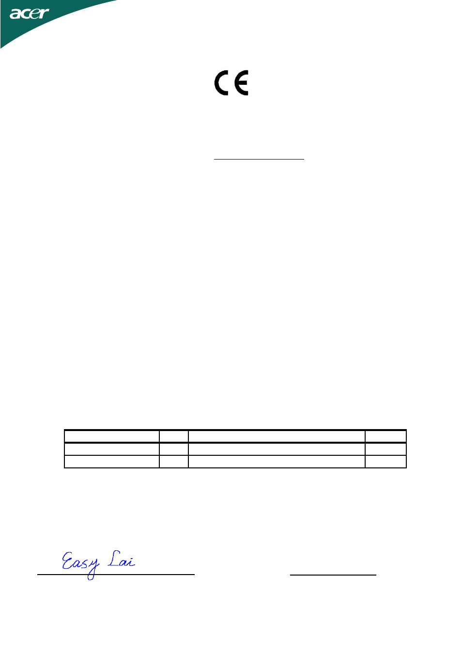 Declaration of conformity | Acer H193WV User Manual | Page 22 / 23