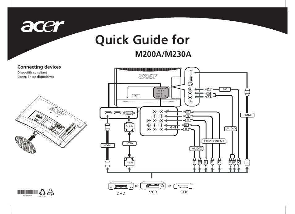 Acer M200A User Manual | 2 pages