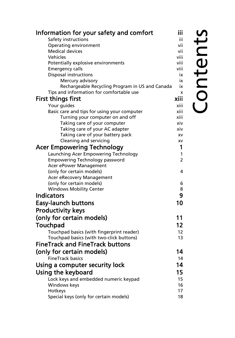 Acer TravelMate 4335 User Manual | Page 17 / 86