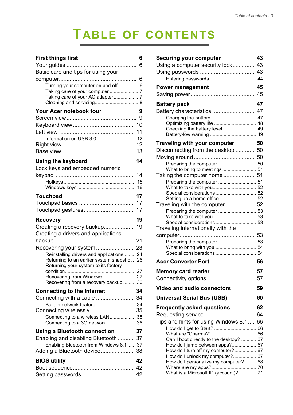 Acer Aspire V5-132 User Manual | Page 3 / 85