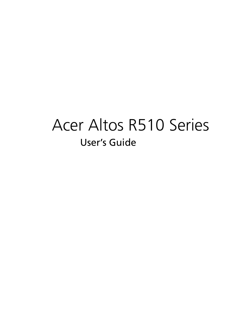 Acer Altos R510 User Manual | 198 pages