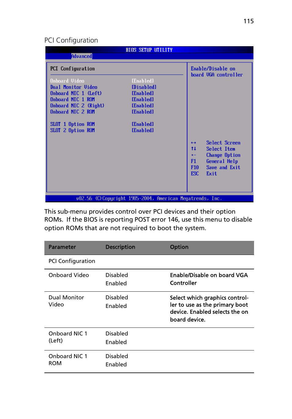 Pci configuration | Acer Altos R510 User Manual | Page 127 / 198