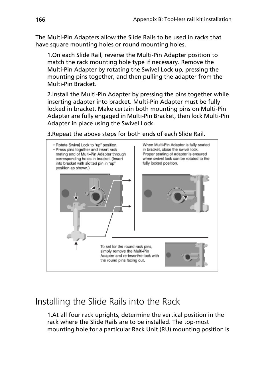 Installing the slide rails into the rack | Acer Altos R510 User Manual | Page 178 / 198