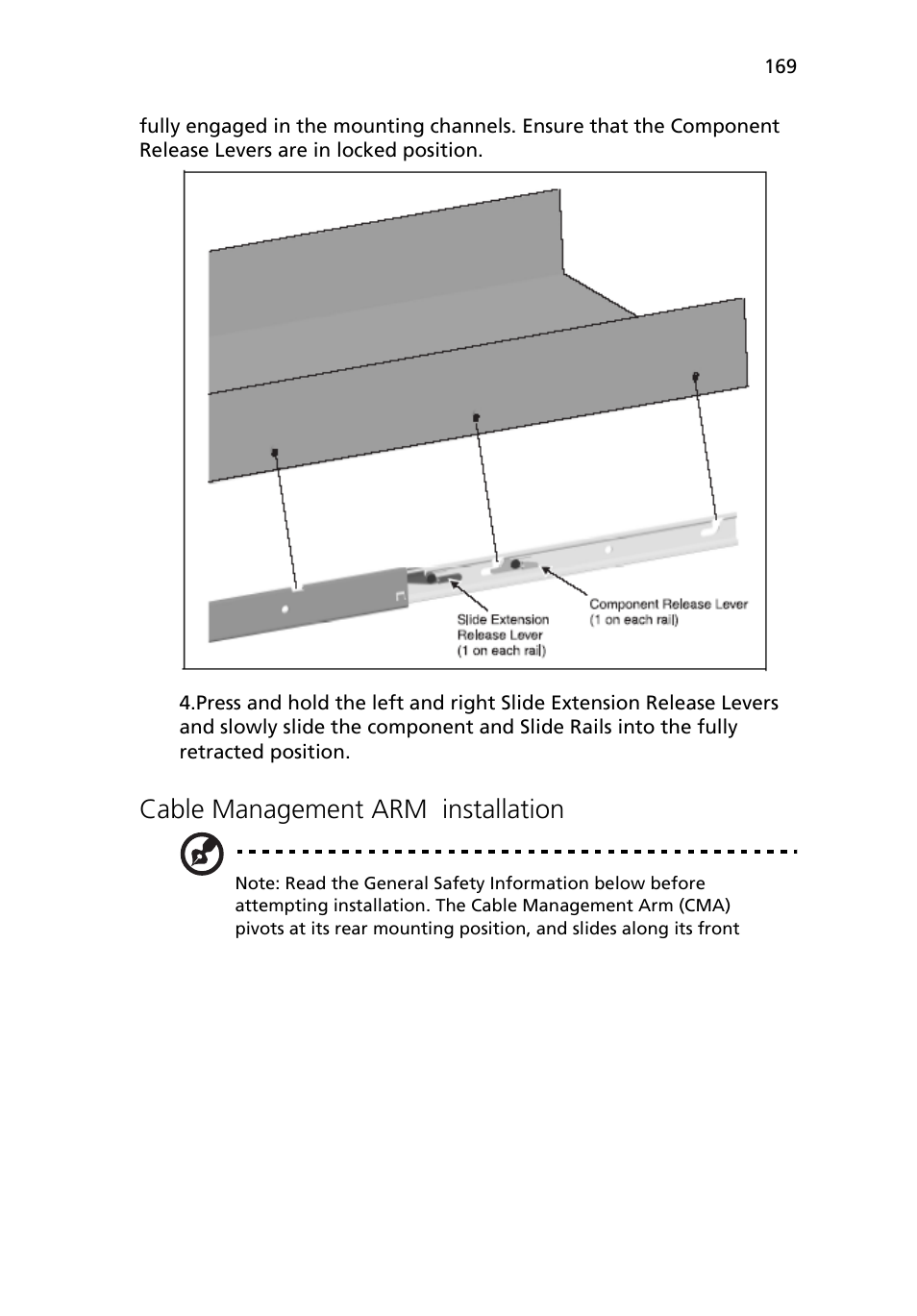 Cable management arm installation | Acer Altos R510 User Manual | Page 181 / 198