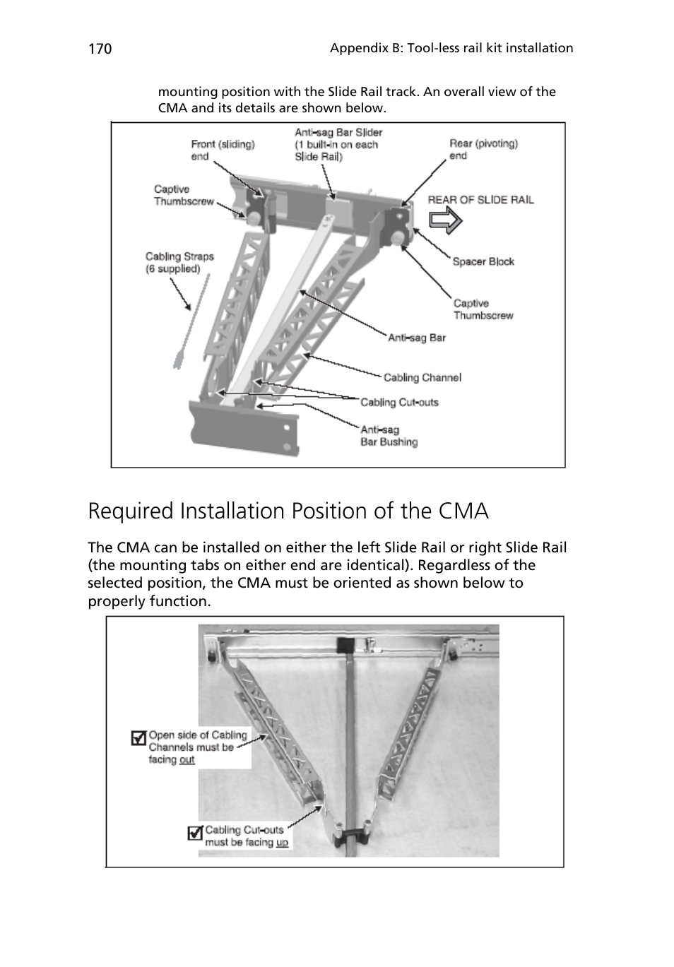 Required installation position of the cma | Acer Altos R510 User Manual | Page 182 / 198