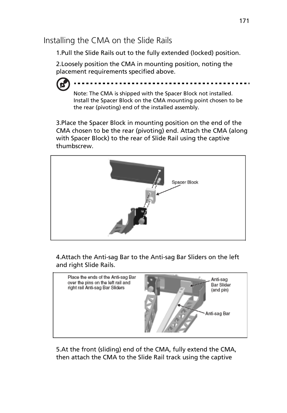 Installing the cma on the slide rails | Acer Altos R510 User Manual | Page 183 / 198