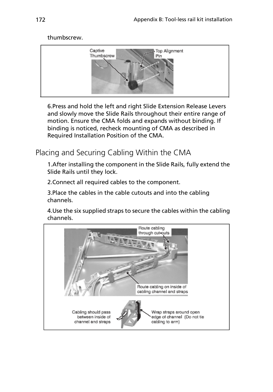 Placing and securing cabling within the cma | Acer Altos R510 User Manual | Page 184 / 198