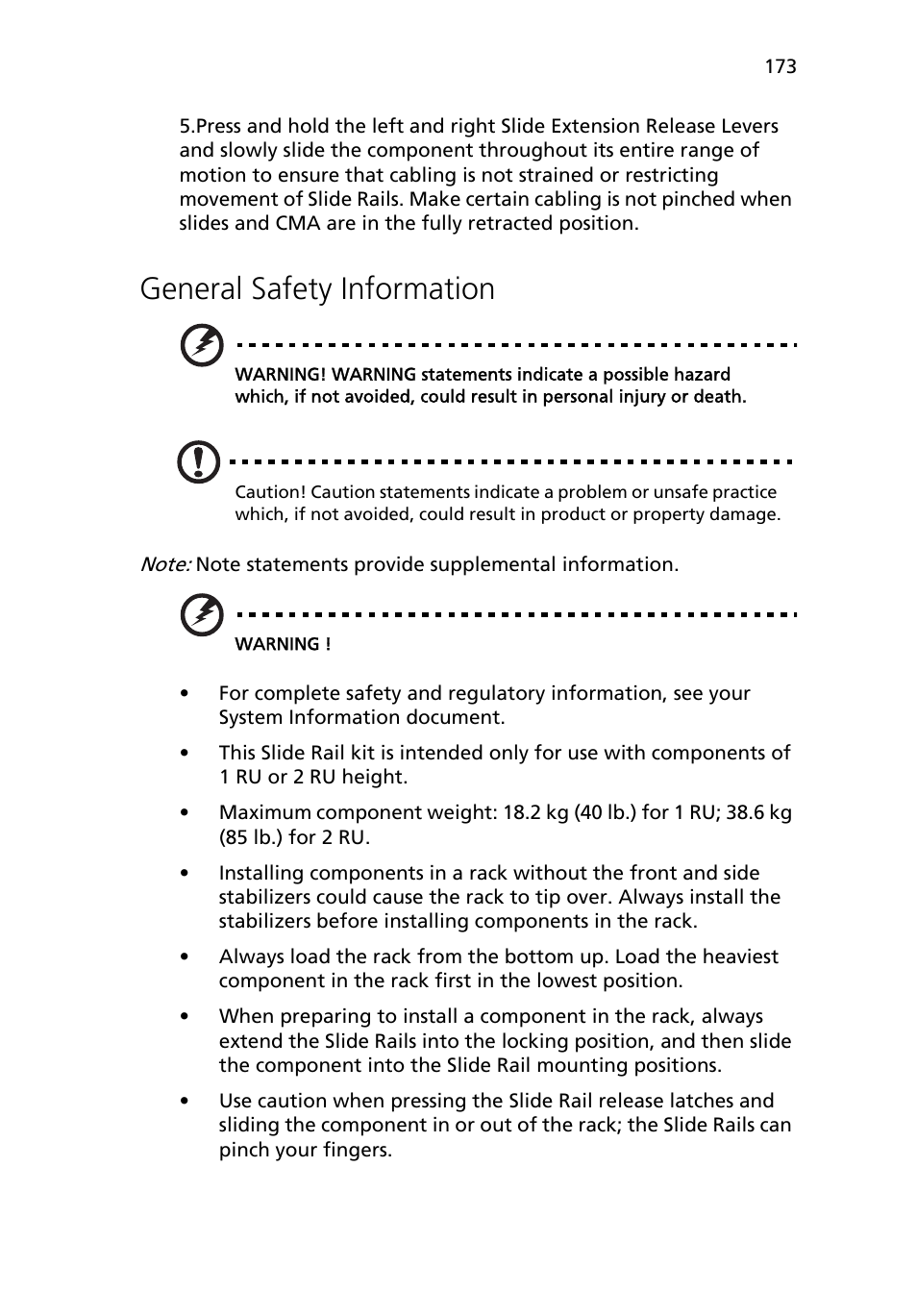 General safety information | Acer Altos R510 User Manual | Page 185 / 198