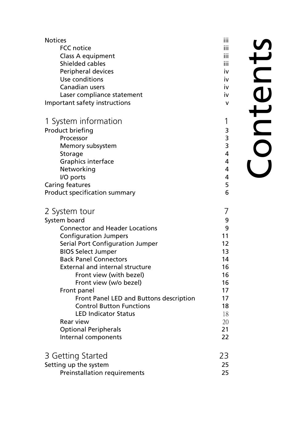 Acer Altos R510 User Manual | Page 7 / 198