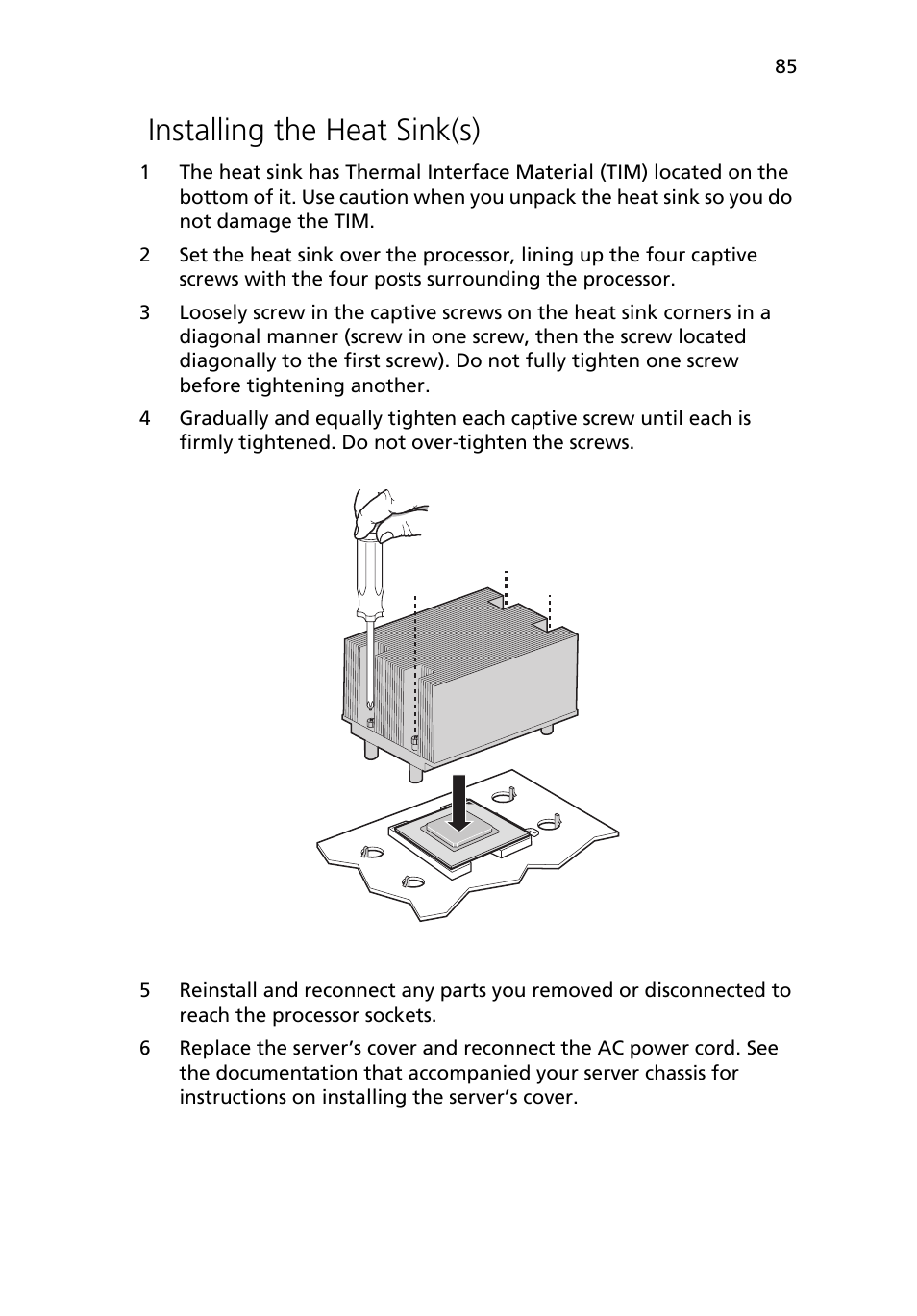 Installing the heat sink(s) | Acer Altos R510 User Manual | Page 97 / 198