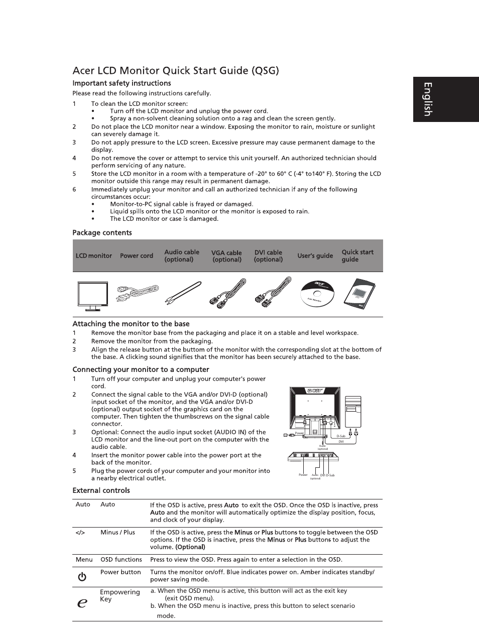 Acer V173 User Manual | 2 pages