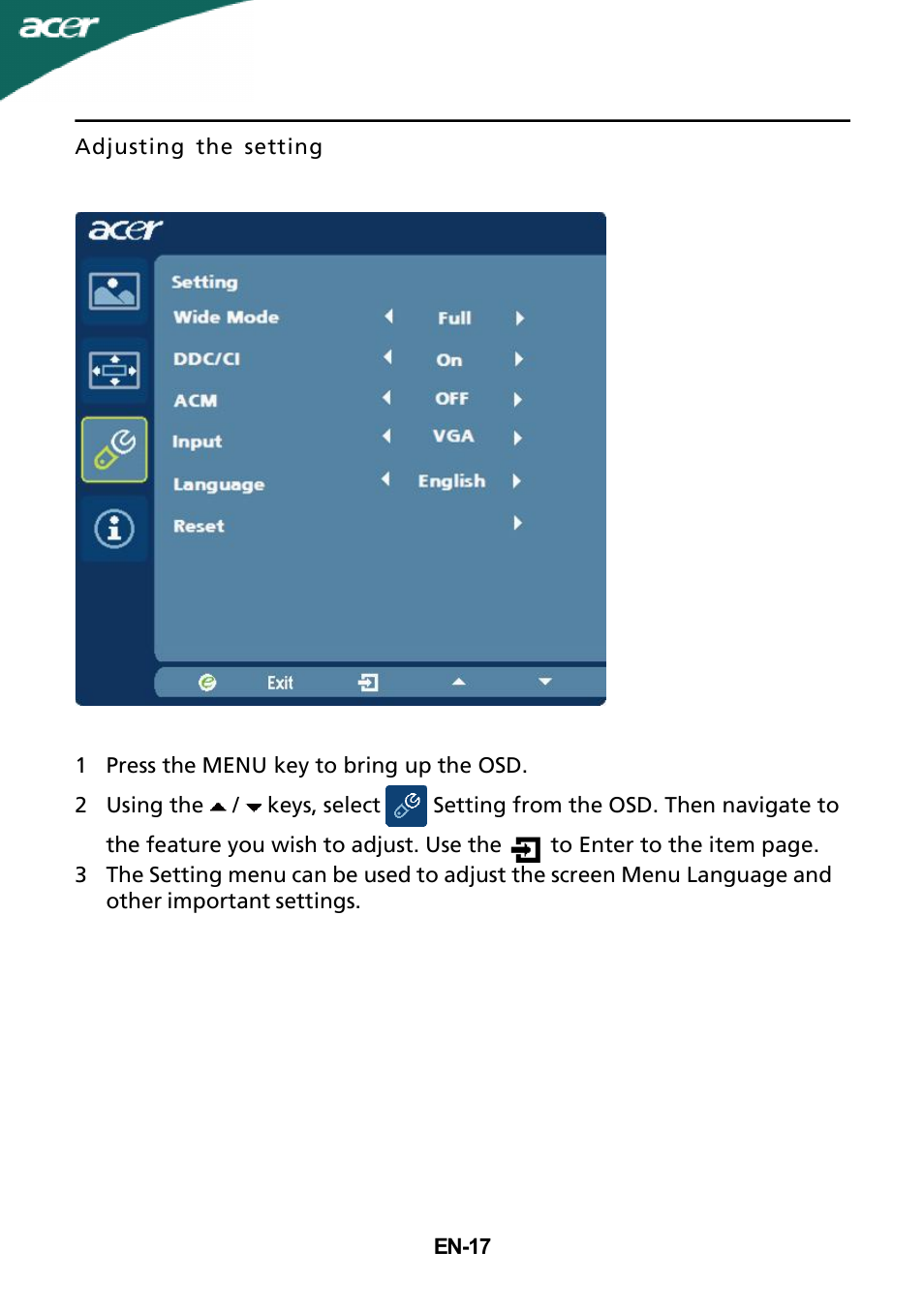 Acer G245HQ User Manual | Page 18 / 23