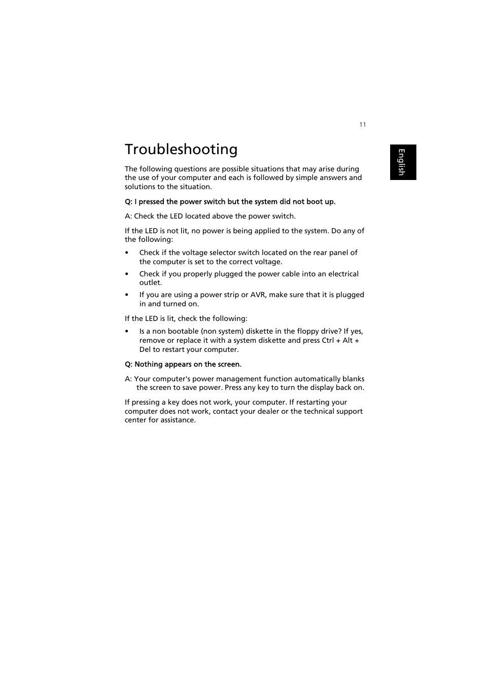 Troubleshooting | Acer AcerPower F2 User Manual | Page 15 / 28