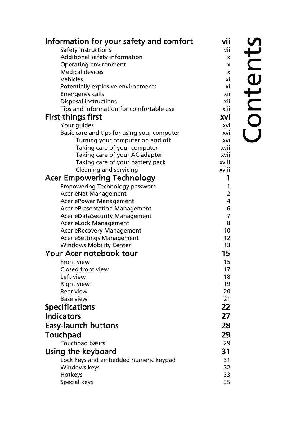 Acer Extensa 5010 User Manual | Page 3 / 111