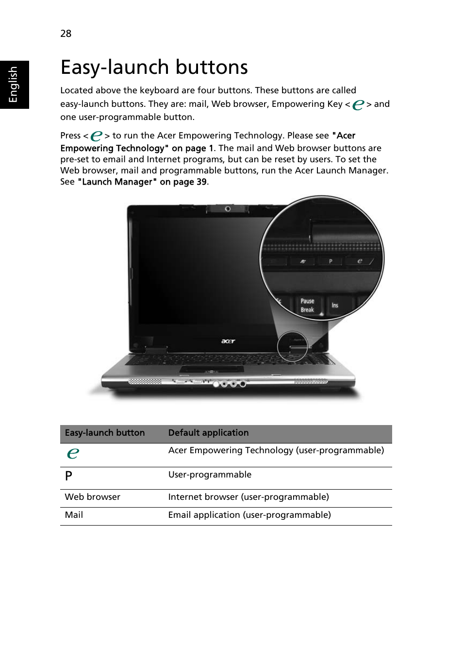 Easy-launch buttons | Acer Extensa 5010 User Manual | Page 46 / 111