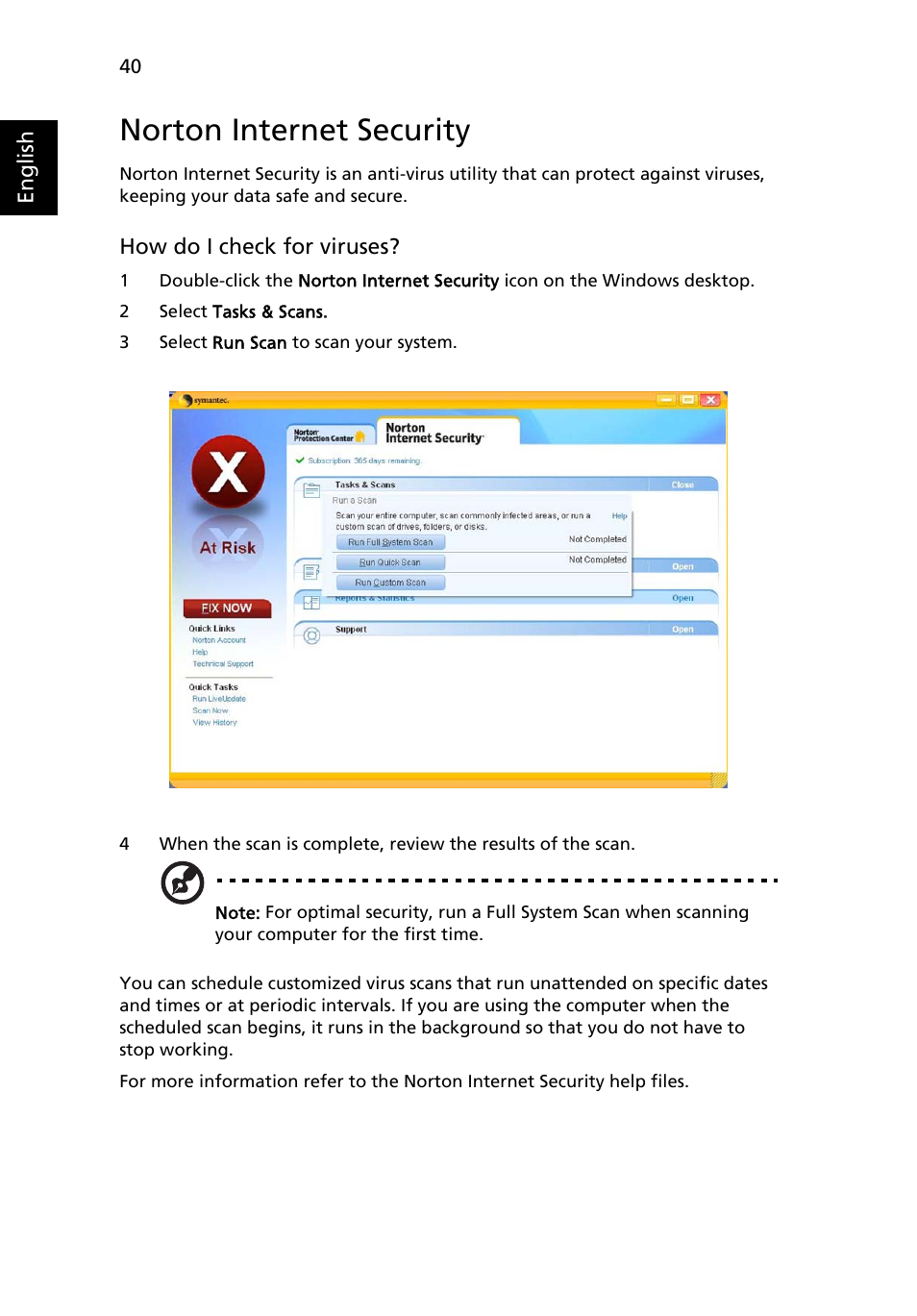 Norton internet security | Acer Extensa 5010 User Manual | Page 58 / 111